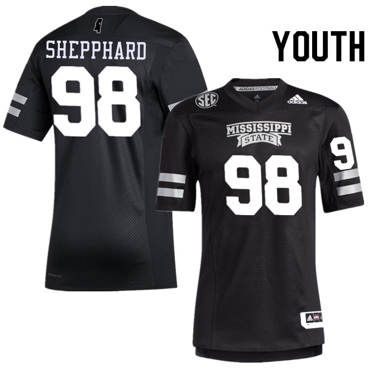 Youth #98 Ashun Shepphard Mississippi State Bulldogs College Football Jerseys Stitched-Black